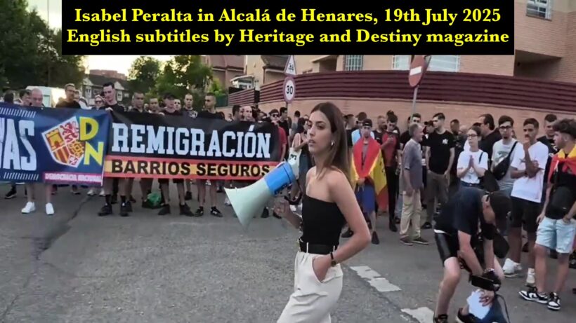 Isabel Peralta addresses demonstration in Alcalá de Henares