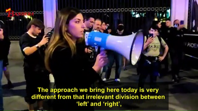 Isabel Peralta speaks at Madrid rally on the housing crisis